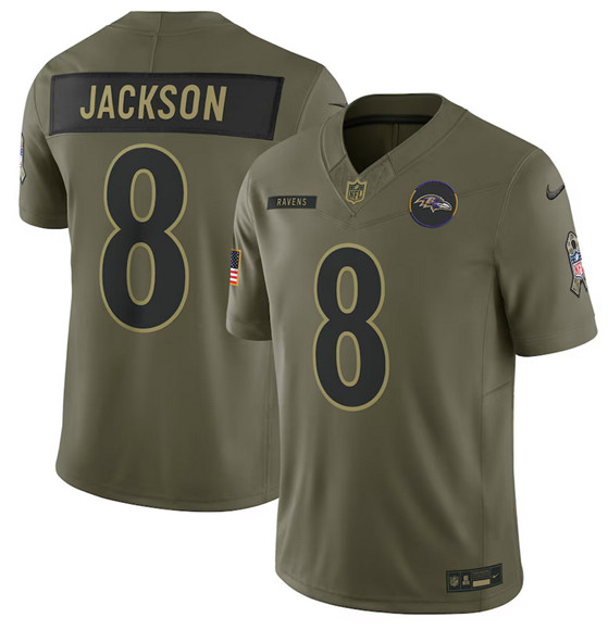 Baltimore Ravens Active Player Custom Olive 2025 Salute to Service Limited Football Jersey