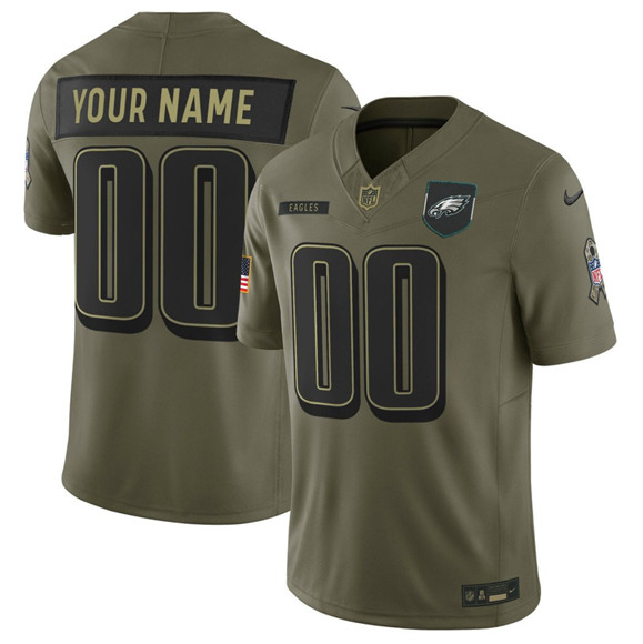 Philadelphia Eagles Active Player Custom Olive 2025 Salute to Service Limited Football Stitched Jersey Philadelphia Eagles Active Player Custom Olive 2025 Salute to Service Limited Football Stitched Jersey