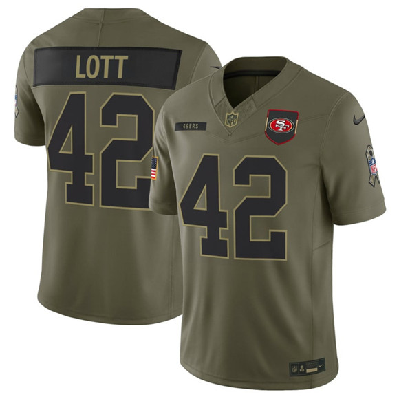 San Francisco 49ers #42 Ronnie Lott Olive 2025 Salute to Service Limited Football Stitched Jersey