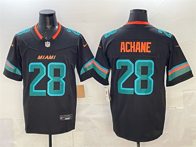Miami Dolphins #28 De'Von Achane Black 2025 F.U.S.E. ??Rivalries?? Vapor Limited Stitched Football Jersey