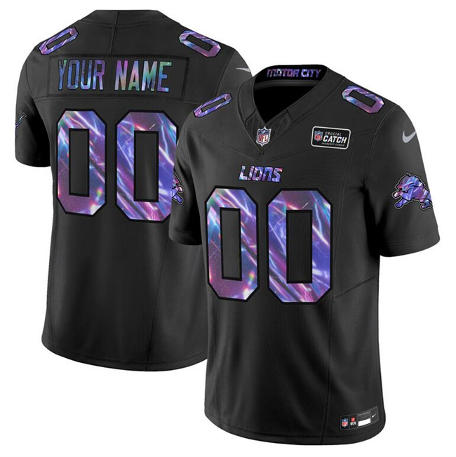 Detroit Lions Active Player Custom Black 2025 Crucial Catch F.U.S.E. Vapor Limited Football Stitched Jersey