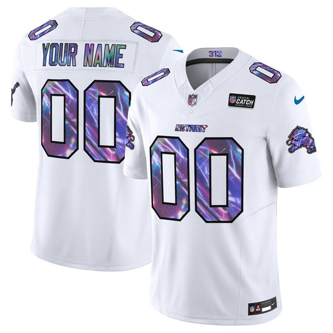 Detroit Lions Active Player Custom White 2025 Crucial Catch F.U.S.E. Vapor Limited Football Stitched Jersey