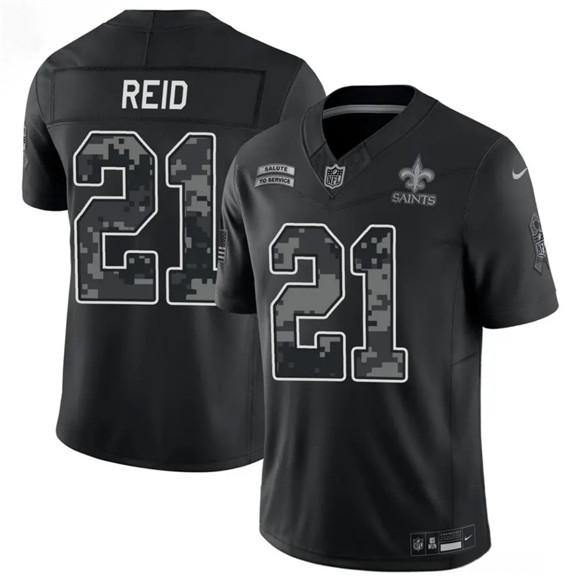 New Orleans Saints #21 Justin Reid Black F.U.S.E. 2026 Salute to Service Limited Football Stitched Jersey New Orleans Saints #21 Justin Reid Black F.U.S.E. 2026 Salute to Service Limited Football Stitched Jersey