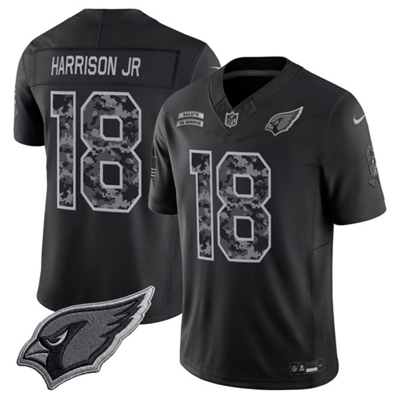 Arizona Cardinals #18 Marvin Harrison Jr. Black 2026 F.U.S.E. Salute to Service Limited Football Stitched Jersey
