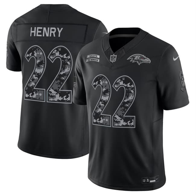 Baltimore Ravens #22 Derrick Henry Black F.U.S.E. 2026 Salute to Service Limited Football Stitched Jersey