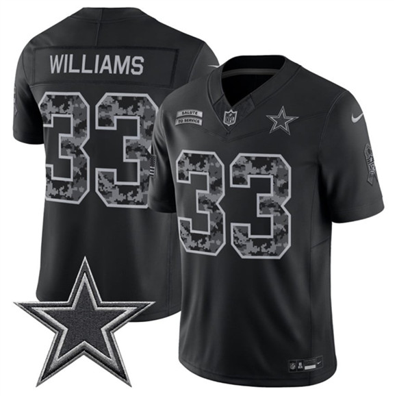 Dallas Cowboys #33 Javonte Williams Black 2026 F.U.S.E. Salute to Service Limited Stitched Football Jersey