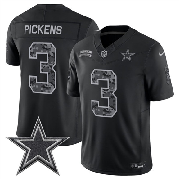 Dallas Cowboys #3 George pickens Black 2026 F.U.S.E. Salute to Service Limited Stitched Football Jersey
