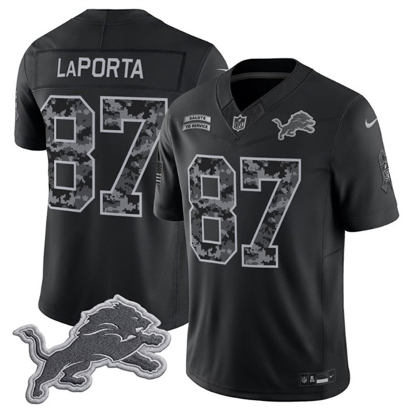 Detroit Lions #87 Sam LaPorta Black F.U.S.E. 2026 Salute to Service Limited Football Stitched Jersey Detroit Lions #87 Sam LaPorta Black F.U.S.E. 2026 Salute to Service Limited Football Stitched Jersey