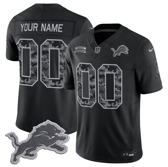 Detroit Lions Active Player Custom Black F.U.S.E. 2026 Salute to Service Limited Football Stitched Jersey Detroit Lions Active Player Custom Black F.U.S.E. 2026 Salute to Service Limited Football Stitched Jersey