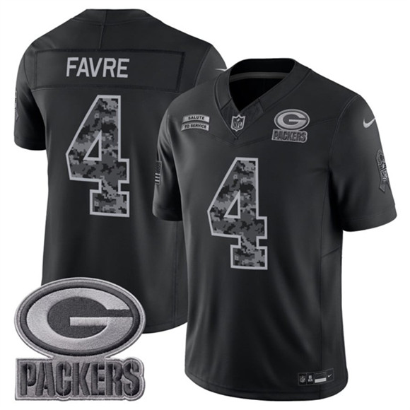 Green Bay Packers #4 Brett Favre Black 2026 F.U.S.E. Salute to Service Limited Football Stitched Jersey Green Bay Packers #4 Brett Favre Black 2026 F.U.S.E. Salute to Service Limited Football Stitched Jersey