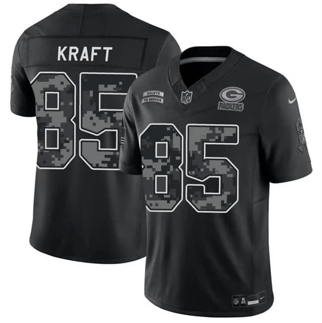Green Bay Packers #85 Tucker Kraft Black 2026 F.U.S.E. Salute to Service Limited Football Stitched Jersey Green Bay Packers #85 Tucker Kraft Black 2026 F.U.S.E. Salute to Service Limited Football Stitched Jersey