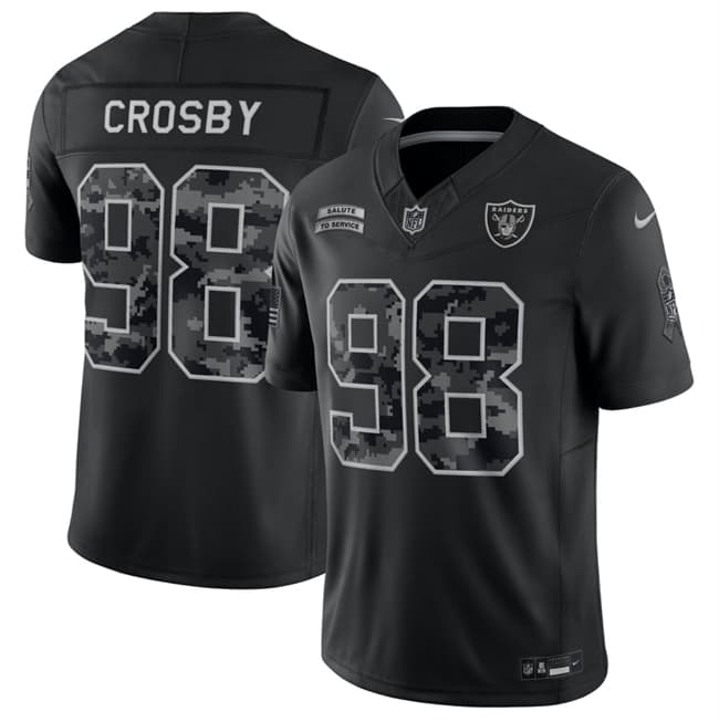 Las Vegas Raiders #98 Maxx Crosby Black F.U.S.E. 2026 Salute to Service Limited Football Stitched Jersey