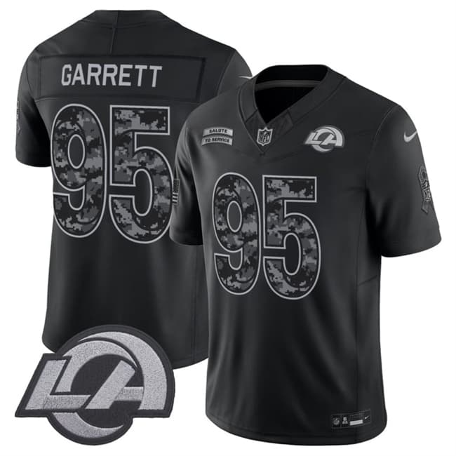 Los Angeles Rams #95 Myles Garrett Black 2026 F.U.S.E. Salute to Service Limited Football Stitched Jersey