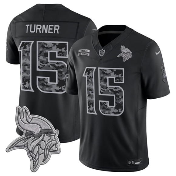 Minnesota Vikings #15 Dallas Turner Black 2026 F.U.S.E. Salute to Service Limited Football Stitched Jersey