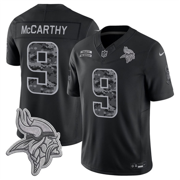 Minnesota Vikings #9 J.J. McCarthy Black 2026 F.U.S.E. Salute to Service Limited Football Stitched Jersey Minnesota Vikings #9 J.J. McCarthy Black 2026 F.U.S.E. Salute to Service Limited Football Stitched Jersey