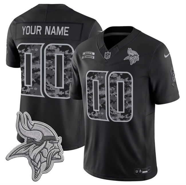 Minnesota Vikings Active Player Custom Black F.U.S.E. 2026 Salute to Service Limited Football Stitched Jersey Minnesota Vikings Active Player Custom Black F.U.S.E. 2026 Salute to Service Limited Football Stitched Jersey