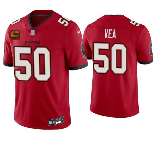 Tampa Bay Buccaneers #50 Vita Vea Red 2026 With 4-Star C Patch Vapor Limited Football Stitched Jersey