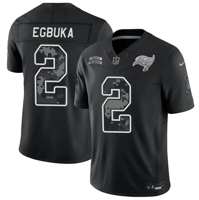 Tampa Bay Buccaneers #2 Emeka Egbuka Black 2026 F.U.S.E. Salute to Service Limited Football Stitched Jersey Tampa Bay Buccaneers #2 Emeka Egbuka Black 2026 F.U.S.E. Salute to Service Limited Football Stitched Jersey