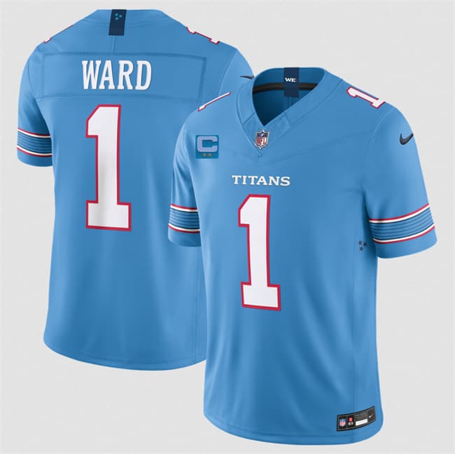 Tennessee Titans #1 Cameron Ward Light Blue 2026 With 2-Star C Patch F.U.S.E. Vapor Limited Football Stitched Jersey