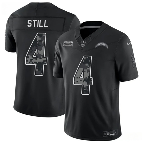 Los Angeles Chargers #4 Tarheeb Still Black 2026 F.U.S.E. Salute to Service Limited Football Stitched Jersey