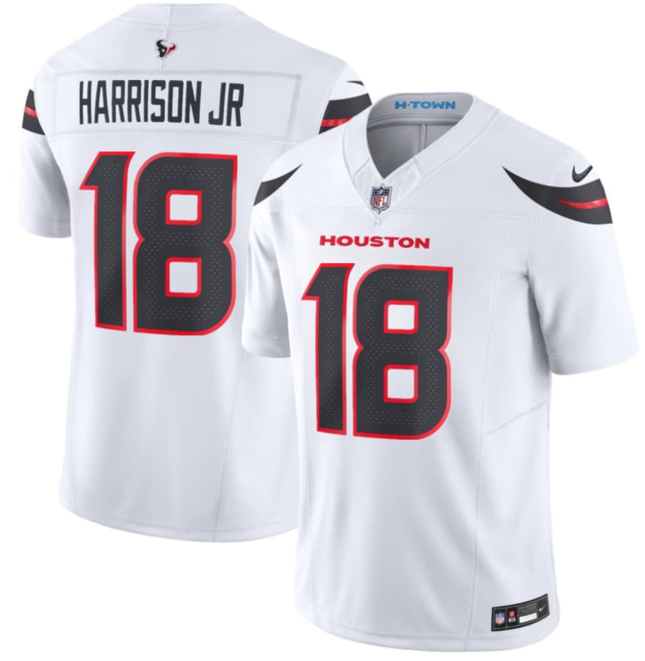 Houston Texans #18 Marvin Harrison Jr White 2026 F.U.S.E. Vapor Limited Football Stitched Jersey Houston Texans #18 Marvin Harrison Jr White 2026 F.U.S.E. Vapor Limited Football Stitched Jersey