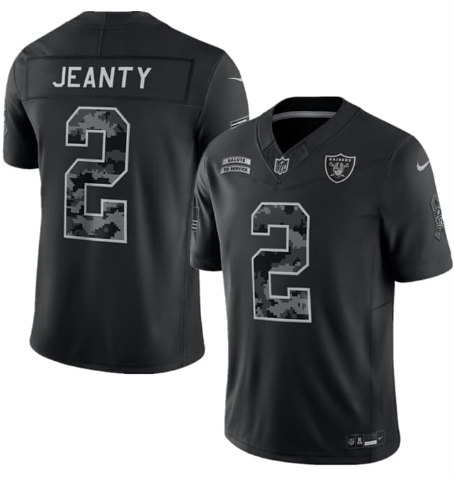Las Vegas Raiders #2 Ashton Jeanty Black F.U.S.E. 2026 Salute to Service Limited Football Stitched Jersey