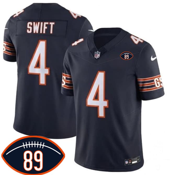 Chicago Bears #4 D'Andre Swift Navy 2026 F.U.S.E. With Mike Ditka 89 Patch Vapor Untouchable Limited Football Stitched Jersey Chicago Bears #4 D'Andre Swift Navy 2026 F.U.S.E. With Mike Ditka 89 Patch Vapor Untouchable Limited Football Stitched Jersey