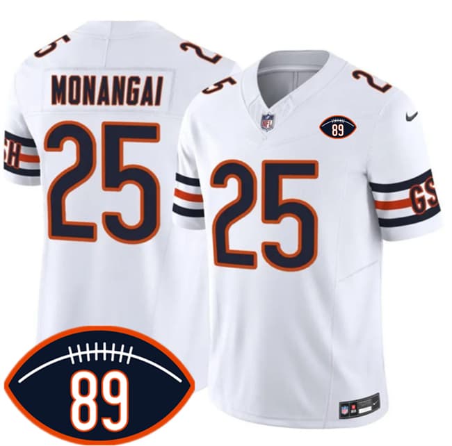 Chicago Bears #25 Kyle Monangai White 2026 F.U.S.E. With Mike Ditka 89 Patch Vapor Untouchable Limited Football Stitched Jersey Chicago Bears #25 Kyle Monangai White 2026 F.U.S.E. With Mike Ditka 89 Patch Vapor Untouchable Limited Football Stitched Jersey