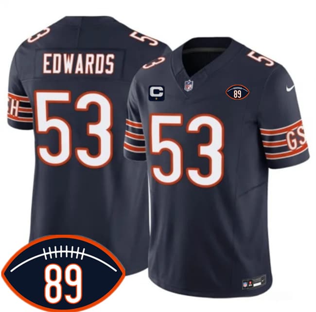 Chicago Bears #53 T.J. Edwards Navy 2026 With Mike Ditka 89 Patch And 1-Star C Vapor Untouchable Limited Football Stitched Jersey