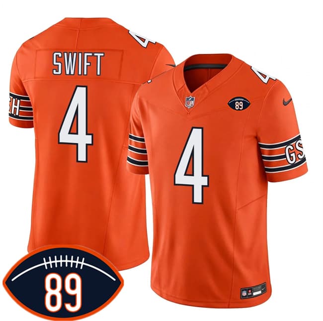 Chicago Bears #4 D'Andre Swift Orange 2026 F.U.S.E. With Mike Ditka 89 Patch Vapor Untouchable Limited Football Stitched Jersey Chicago Bears #4 D'Andre Swift Orange 2026 F.U.S.E. With Mike Ditka 89 Patch Vapor Untouchable Limited Football Stitched Jersey