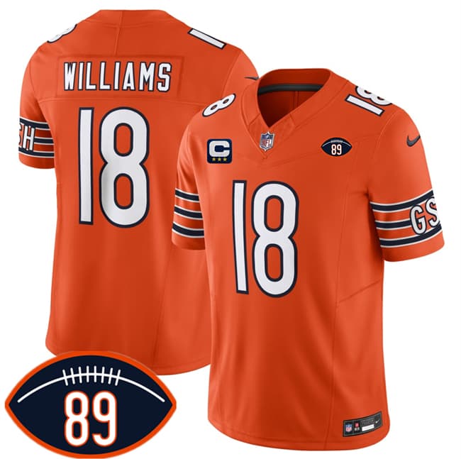 Chicago Bears #18 Caleb Williams Orange 2026 With Mike Ditka 89 Patch And With 3-star C Patch Vapor Untouchable Limited Football Stitched Jersey Chicago Bears #18 Caleb Williams Orange 2026 With Mike Ditka 89 Patch And With 3-star C Patch Vapor Untouchable Limited Football Stitched Jersey