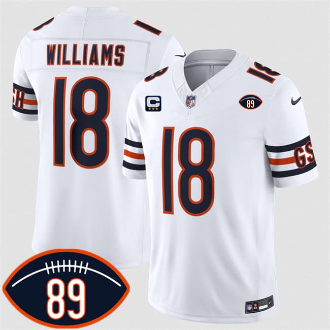 Chicago Bears #18 Caleb Williams White 2026 With Mike Ditka 89 Patch And 3-star C Patch Vapor Untouchable Limited Football Stitched Jersey Chicago Bears #18 Caleb Williams White 2026 With Mike Ditka 89 Patch And 3-star C Patch Vapor Untouchable Limited Football Stitched Jersey