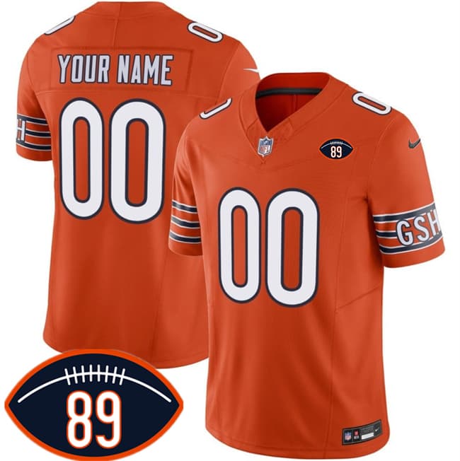 Chicago Bears Active Player Custom Orange 2026 With Mike Ditka 89 Patch F.U.S.E. Vapor Untouchable Limited Football Stitched Jersey