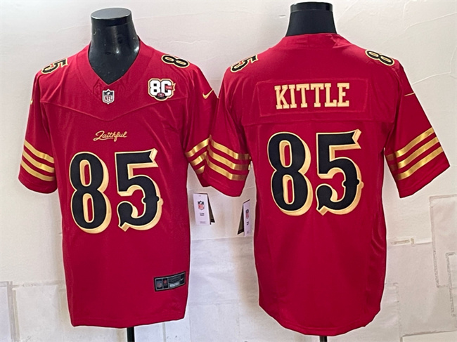 San Francisco 49ers #85 George kittle Red Gold 80th Anniversary Patch 'Rivalries' 2026 F.U.S.E. Vapor Untouchable Limited Football Stitched Jersey