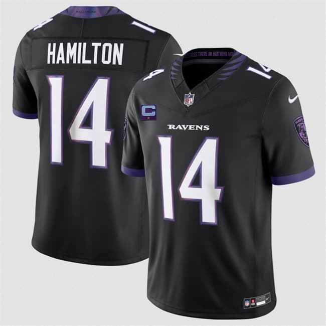 Baltimore Ravens #14 Kyle Hamilton Black 2026 With 1-Star C Patch F.U.S.E. Alternate Vapor Limited Football Stitched Jersey