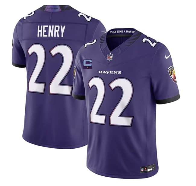 Baltimore Ravens #22 Derrick Henry Purple 2026 With 1-Star C Patch F.U.S.E. Vapor Limited Football Stitched Jersey