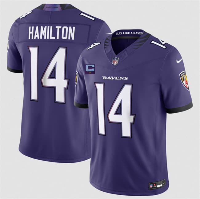 Baltimore Ravens #14 Kyle Hamilton Purple 2026 With 1-Star C Patch F.U.S.E. Vapor Limited Football Stitched Jersey