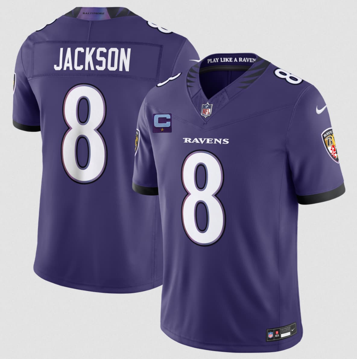 Baltimore Ravens #8 Lamar Jackson Purple 2026 With 1-Star C Patch F.U.S.E. Vapor Limited Football Stitched Jersey
