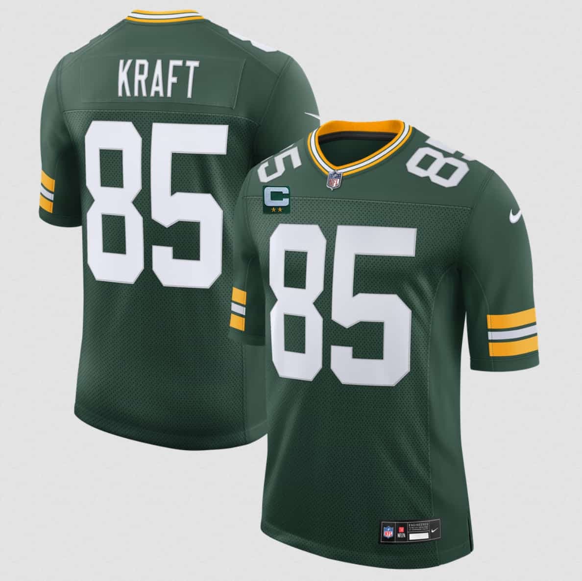 Green Bay Packers #85 Tucker Kraft Green 2026 With 2-Star C Patch New Vapor Untouchable Limited Football Stitched Jersey Green Bay Packers #85 Tucker Kraft Green 2026 With 2-Star C Patch New Vapor Untouchable Limited Football Stitched Jersey