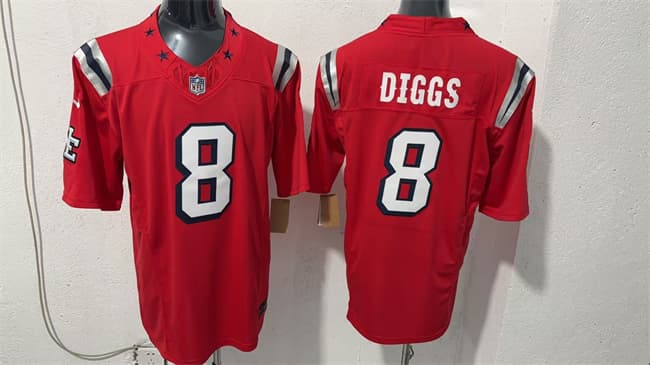 New England Patriots #8 Stefon Diggs Red F.U.S.E. Vapor Limited Football Stitched Jersey