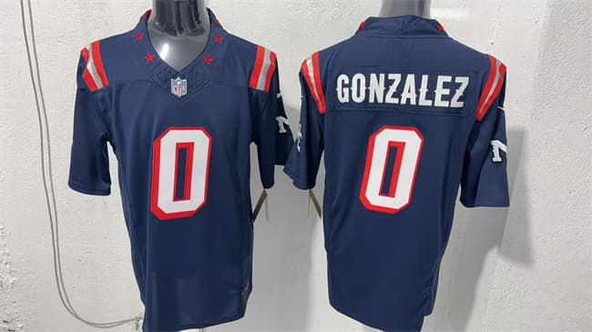 New England Patriots #0 Christian Gonzalez Navy F.U.S.E. Vapor Limited Football Stitched Jersey