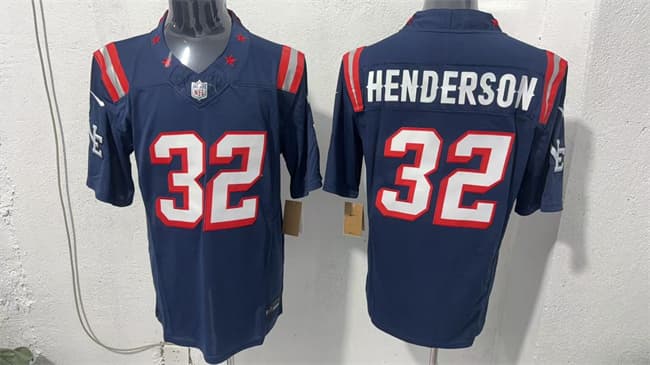 New England Patriots #32 TreVeyon Henderson Navy F.U.S.E. Vapor Limited Football Stitched Jersey