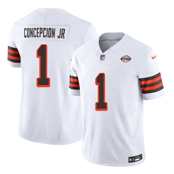 Cleveland Browns #1 KC Concepcion Jr White 2026 1946 Collection F.U.S.E. Vapor Limited Football Stitched Jersey
