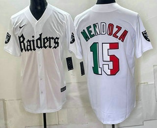 Las Vegas Raiders #15 Fernando Mendoza White Mexico Gothic Sin City Shadows Edition Vapor Limited Jersey Las Vegas Raiders #15 Fernando Mendoza White Mexico Gothic Sin City Shadows Edition Vapor Limited Jersey