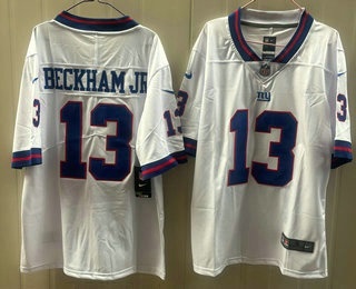 New York Giants #13 Odell Beckham Jr Limited White Throwback Vapor Jersey