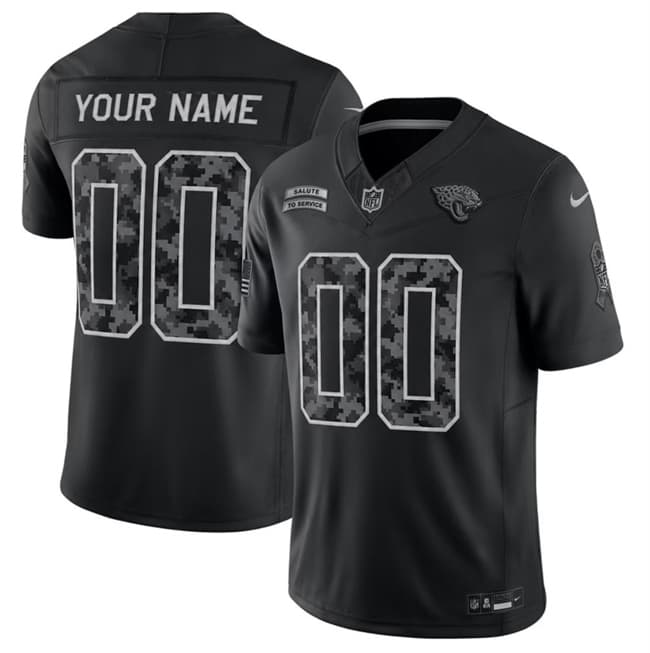 Jacksonville Jaguars Active Player Custom Black F.U.S.E. 2026 Salute to Service Limited Football Stitched Jersey Jacksonville Jaguars Active Player Custom Black F.U.S.E. 2026 Salute to Service Limited Football Stitched Jersey