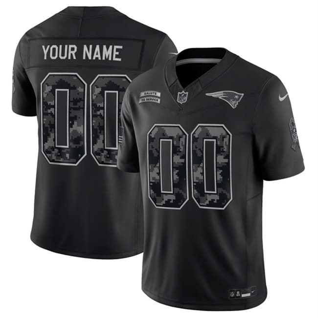 New England Patriots Active Player Custom Black F.U.S.E. 2026 Salute to Service Limited Football Stitched Jersey