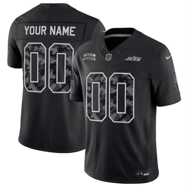 New York Jets Active Player Custom Black F.U.S.E. 2026 Salute to Service Limited Football Stitched Jersey