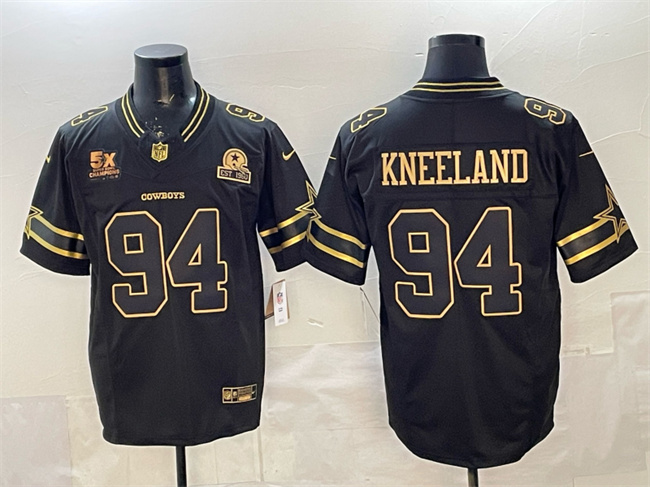 Dallas Cowboys #94 Marshawn Kneeland Black Gold 2025 F.U.S.E. With 5x Super Bowl Champions & Established In 1960 Patch Vapor Limited Stitched Football Jersey