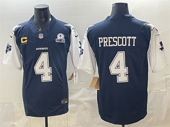 Dallas Cowboys #4 Dak Prescott Navy F.U.S.E. With Established In 1960 Patch And 4-Star C Patch Vapor Limited Stitched Football Jersey Dallas Cowboys #4 Dak Prescott Navy F.U.S.E. With Established In 1960 Patch And 4-Star C Patch Vapor Limited Stitched Football Jersey